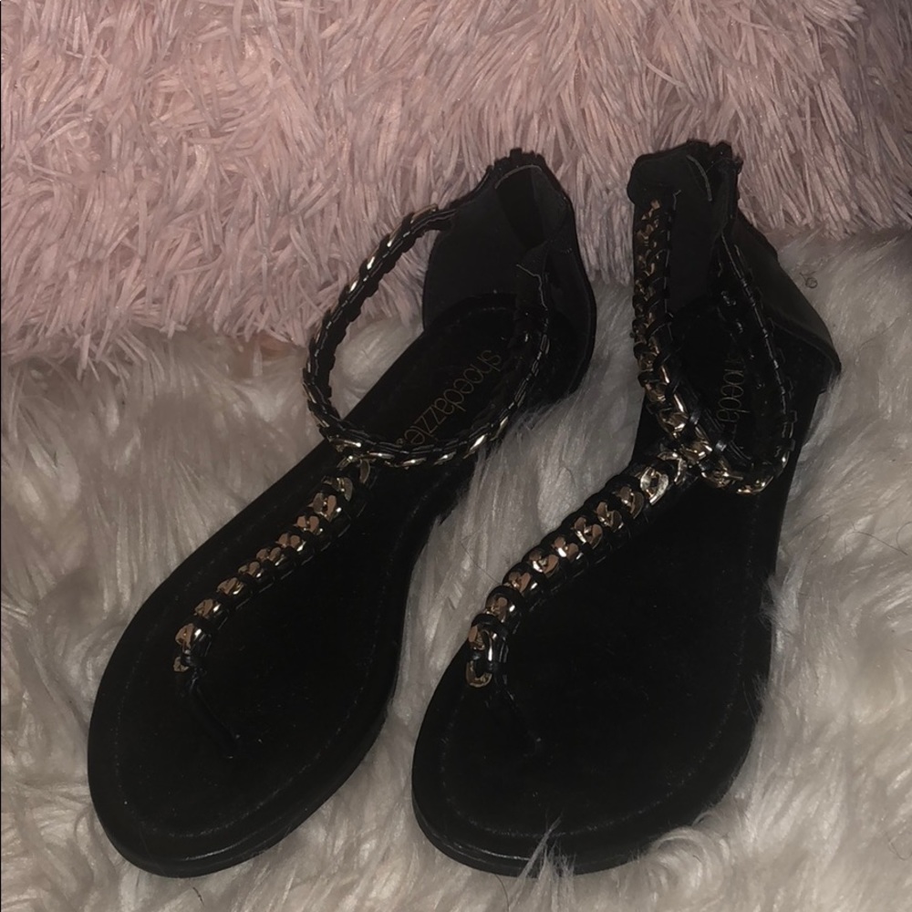 Black Sandals with Silver design